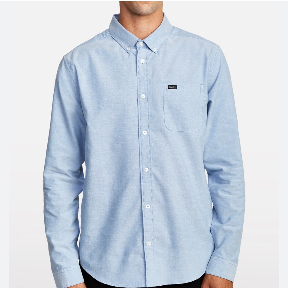 RVCA Shirt That’ll Do Stretch Longsleeve Slim Fit Blue Men's Small